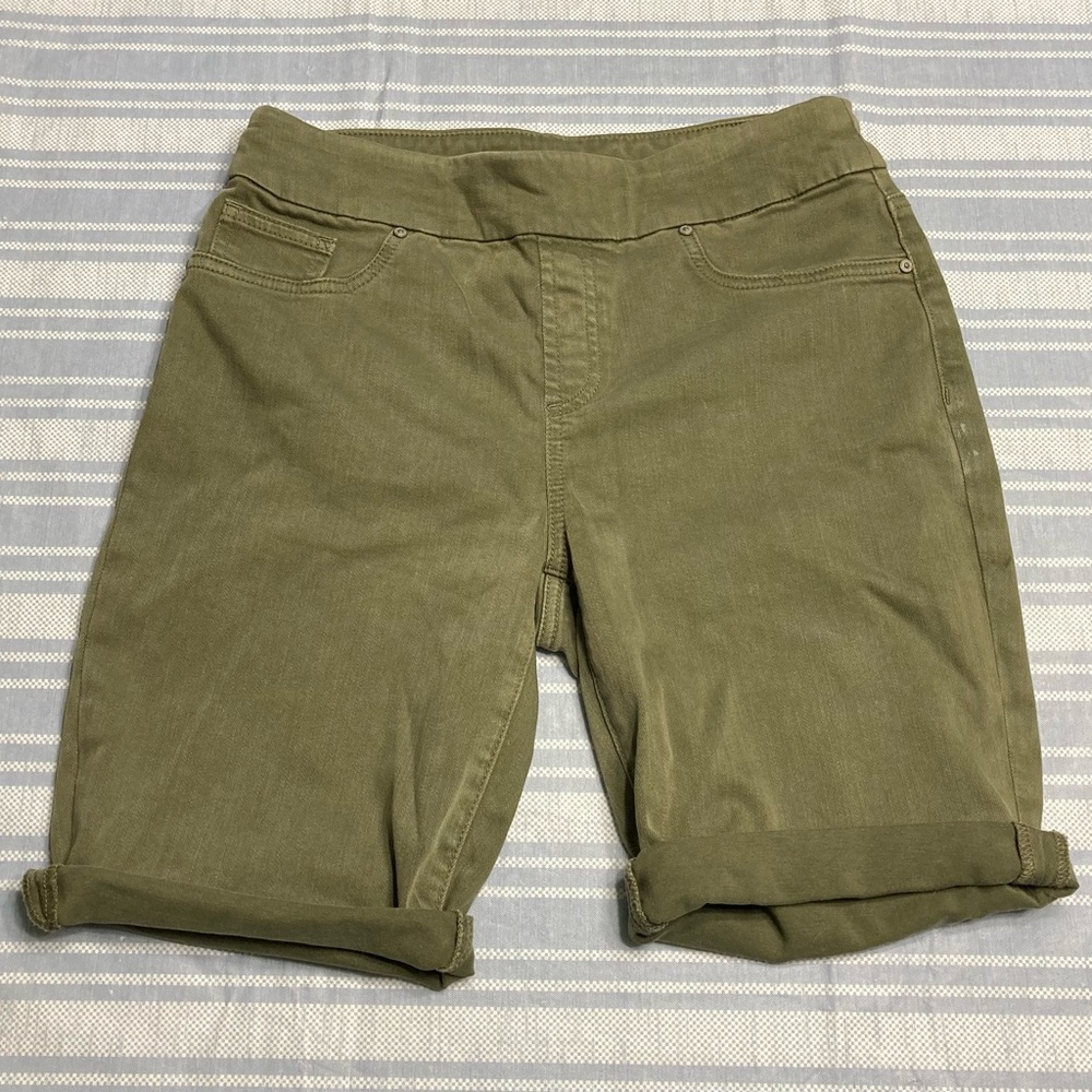 Chico’s “Slim Leg Short” in olive green.